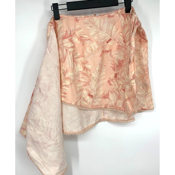 Show Me Your Mumu Iva Wrap Skirt Linen Blend Leaf Print Tie Waist - Picture 4 of 12